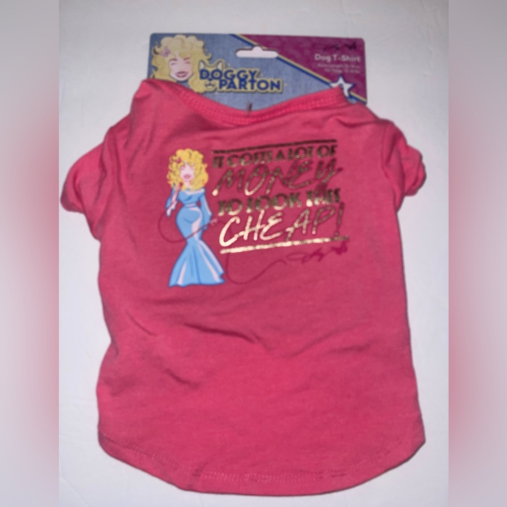 New Dolly Parton Doggy Parton Pink Dog T-Shirt/Clothes Size Small‎